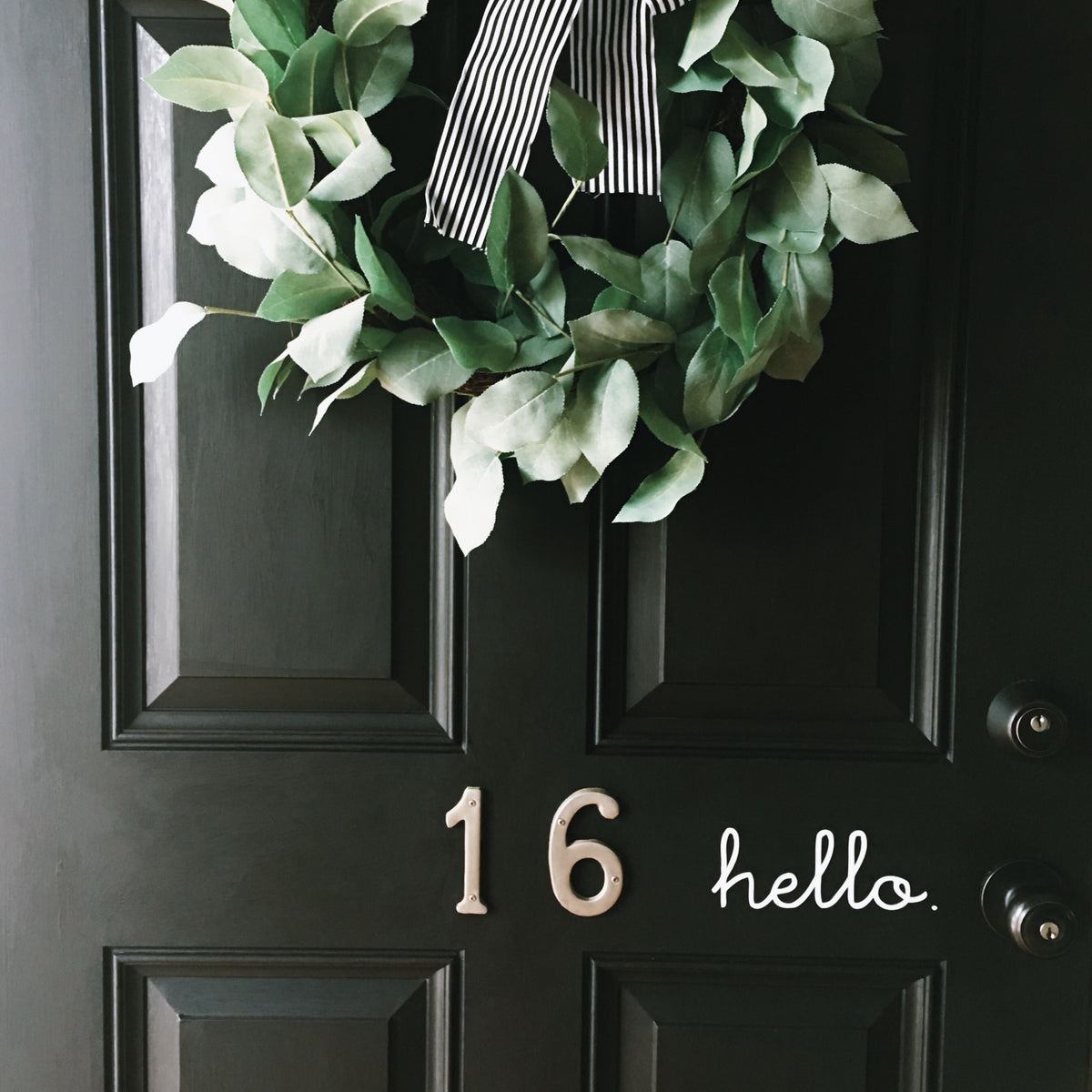 Script Hello and Goodbye Vinyl Door Decal Set Door Sticker 