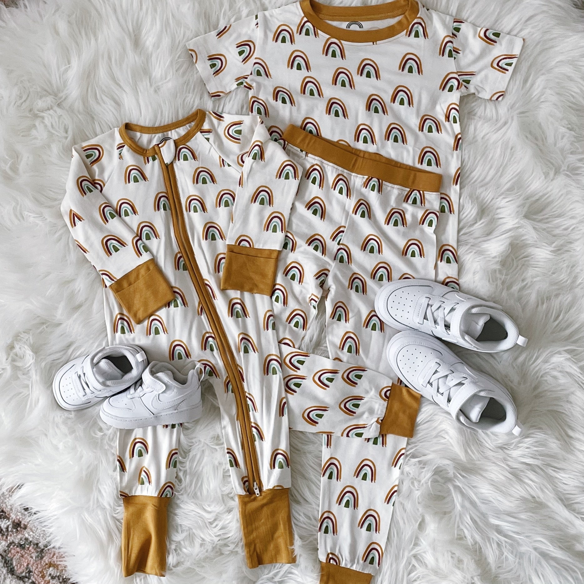 Bamboo Toddler Pajama Set | Toddler Bamboo Pajamas Size 2T+ | Dreamland Baby Pink Rainbow / 6 | Dreamland Baby